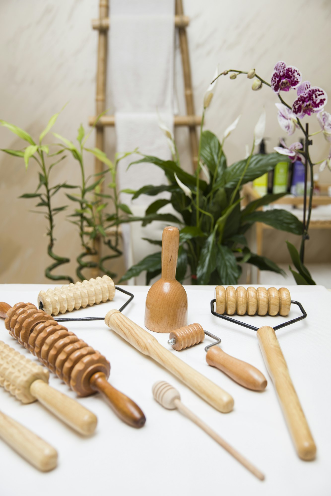Wooden equipment for anti-cellulite maderotherapy massage