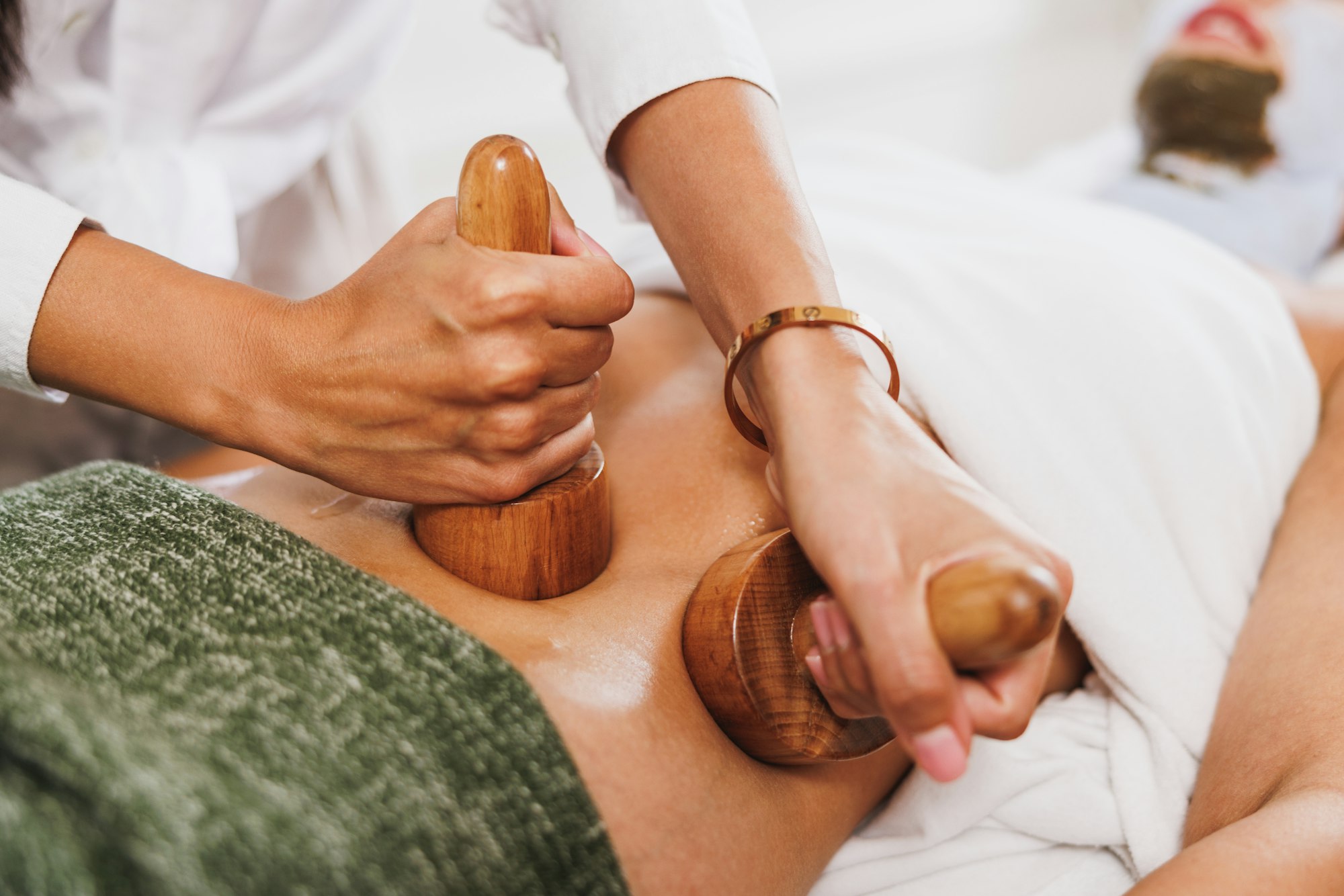 Maderotherapy Massage With Wooden Cup In A Spa Centre