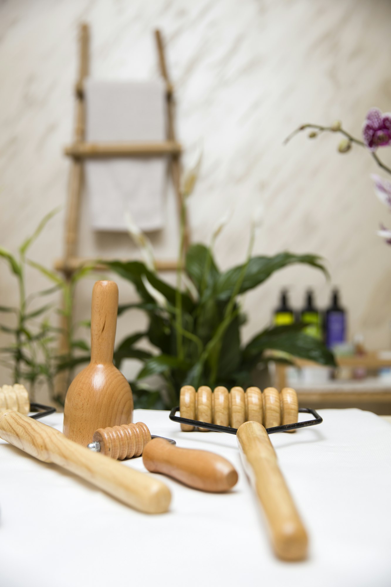 Wooden equipment for anti-cellulite maderotherapy massage